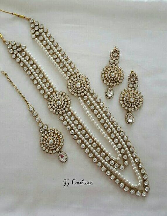 زفاف - Designer Pearl Kundan Jewelry Set Indian Jewelry Kundan Jewellery Indian Bridal Jewelry Bollywood Jewellery Polki Jewelry Set