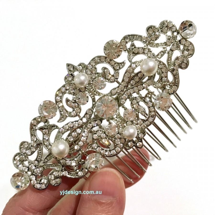 Hochzeit - Gatsby Wedding Hair Comb, Bridal Headpiece, Art Deco Bridal Hair Comb, Crystal Wedding Headpiece, Pearl Bridal Hair Jewelry, FAY