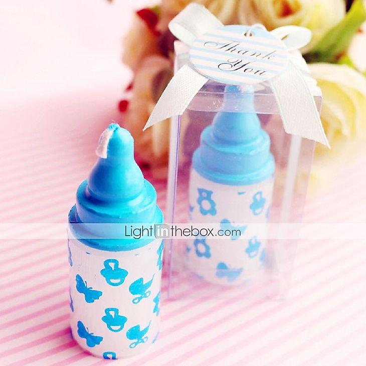 زفاف - Beter Gifts® Recipient Gifts - Blue baby bottle candle favors, Gender Reveal Party Souvenirs
