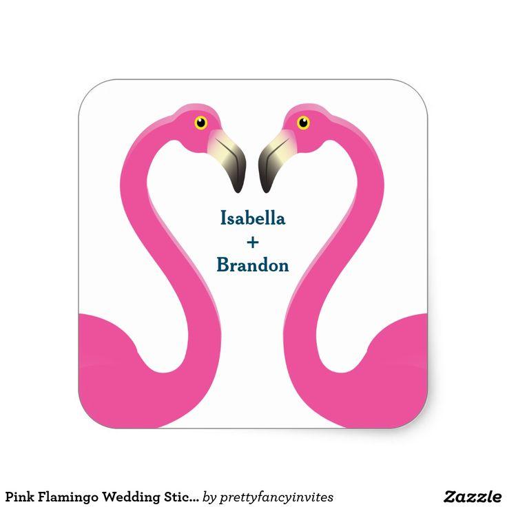 Hochzeit - Pink Flamingo Wedding Sticker