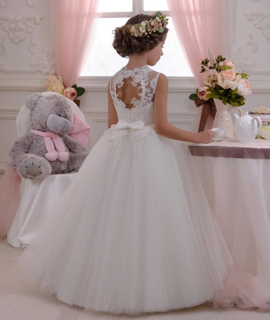 Свадьба - Ivory Flower Girl Dress, Tulle Flower Girl Dress, Toddler Flower Girl Dress, Baby Flower Girl Dress, Cream Flower Girl Dress