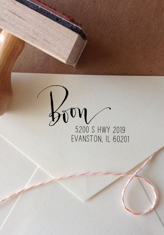 Wedding - Calligraphy Return Address Stamp -- Handwritten Calligraphy And Type - Rebel Stout Style Off Center