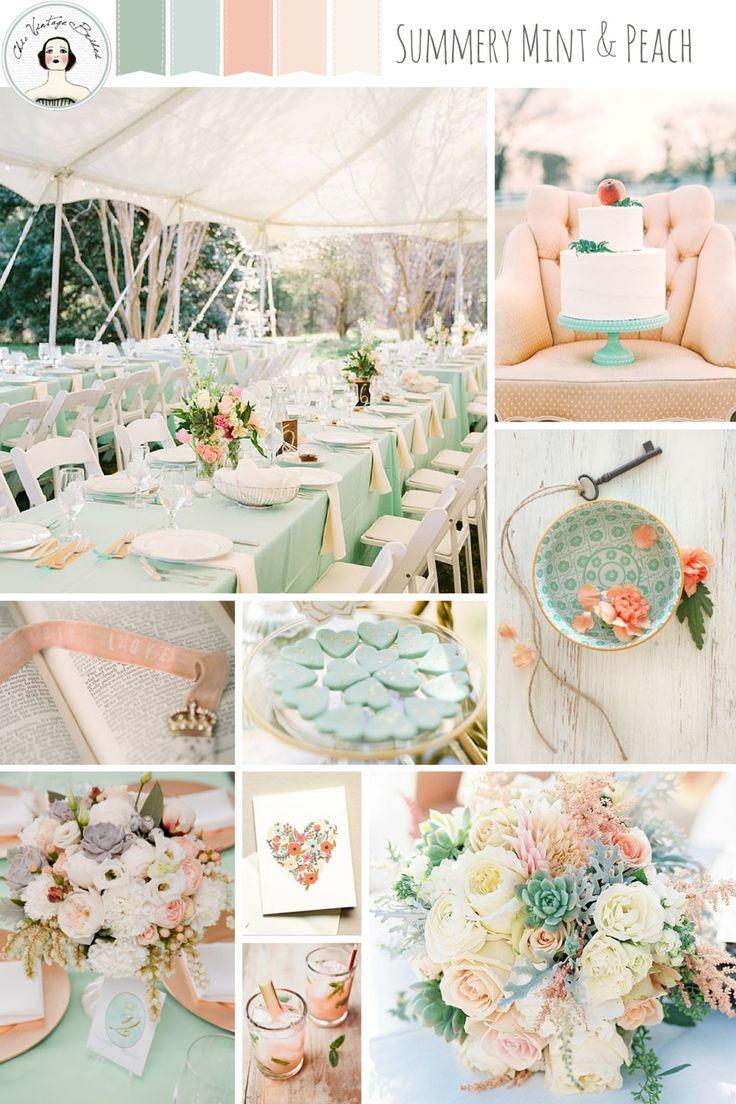 Hochzeit - A Romantic Mint & Peach Wedding Inspiration Board
