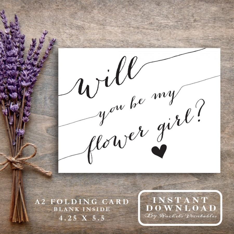 زفاف - Will You Be My Flower Girl Card Printable "Will You Be My Flowergirl?" Ask Flower Girl Proposal Bridal Party Cards