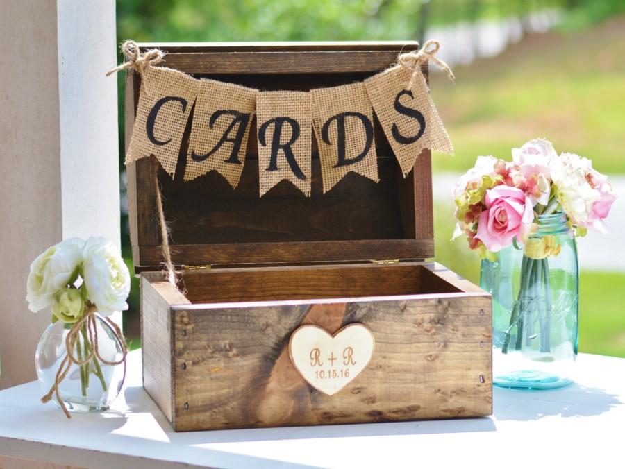 زفاف - rustic wedding card box burlap banner farm wedding reception card box