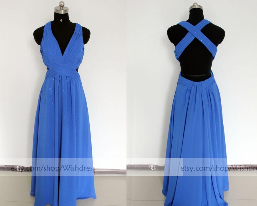 Свадьба - Royal Blue Sequins Lace Lining Sexy Prom Dress/ Long Open Back Formal Dress/ Open Back Prom Dress/ V-neck Evening Dress by wishdress