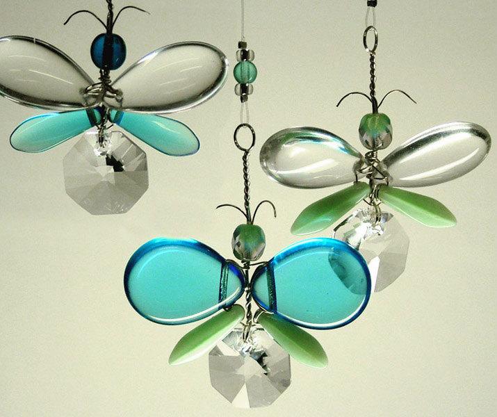 زفاف - Blue Butterfly Mobile Crystal Suncatcher Children Hanging Mobile Xmas Ornament Window Charm Butterfly Hanging Decor Fairy Mobile Kids Gift