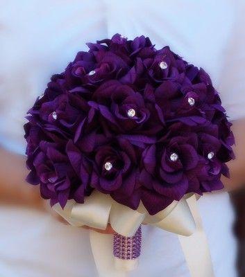 Hochzeit - 2 Bouquets-bridal Flower Girl/Toss-purple,lavender,rhinestone Wedding Flower