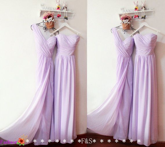 Mariage - Lilac Bridesmaid Dresses,Splitside Long Prom Dress,Lilac Prom Dresses,Chiffon Grey Bridesmaid Dress,Bridesmaid Dresses,Long Prom Dress