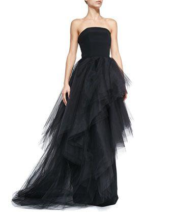 Свадьба - Strapless Tulle Cascade Tiered Ball Gown