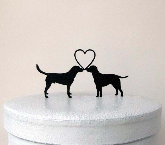 زفاف - Wedding Cake Topper - Labrador Retrievers with heart