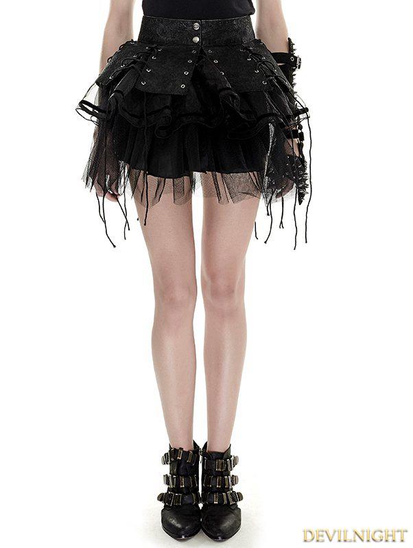 Mariage - Black Gothic Bandage Two-Piece Punk Spiky Skirt