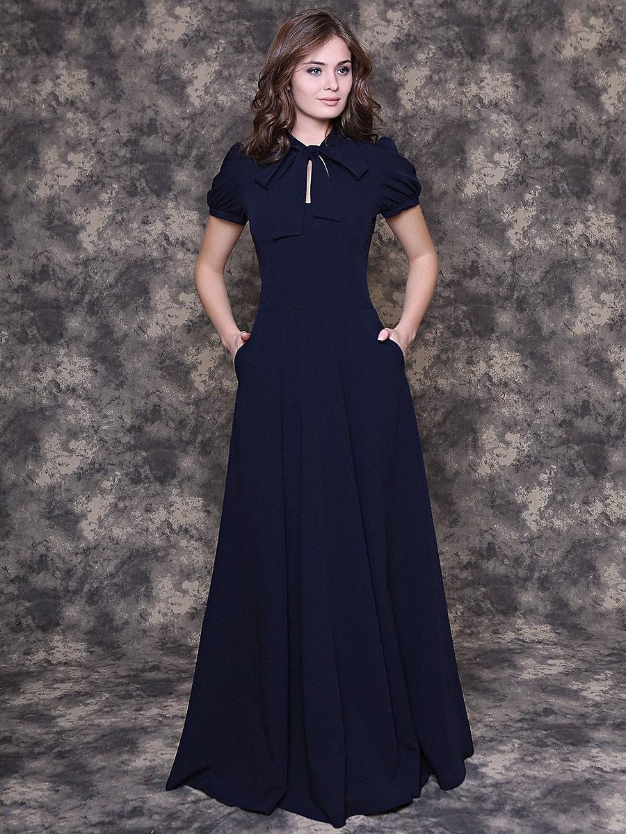 Hochzeit - Maxi dark blue dress with pockets/ Long navy dress/ Navy blue dress for bridesmaids/ Navy bridesmaid dress/ Long formal dress/ Evening dress