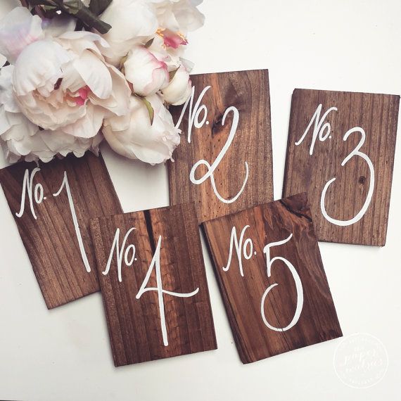 Mariage - Wedding Table Numbers, Rustic Wooden Wedding Signs, "No. Style", The Paper Walrus