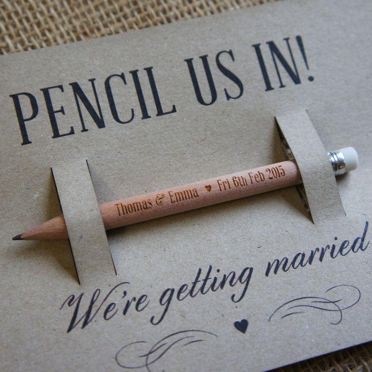 Wedding - Wooden Save The Dates Pencils Short Round (Golf)