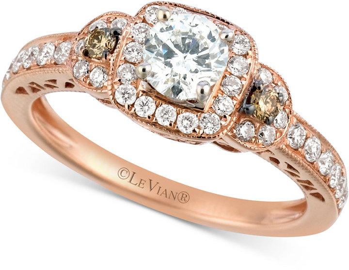 Hochzeit - Le Vian Le Vian® Bridal Diamond Engagement Ring (3/4 ct. t.w.) in 14k Rose Gold