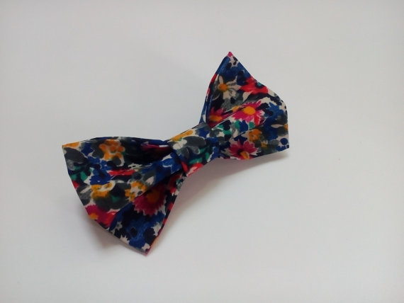 Hochzeit - ditzy bow tie wedding bowtie multicolored navy blue red yellow green blosom brothers matching piece daddy and son ties papa et fils cravate