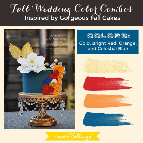 Hochzeit - Fall Wedding Color Combos Inspired By Gorgeous Fall Cakes!