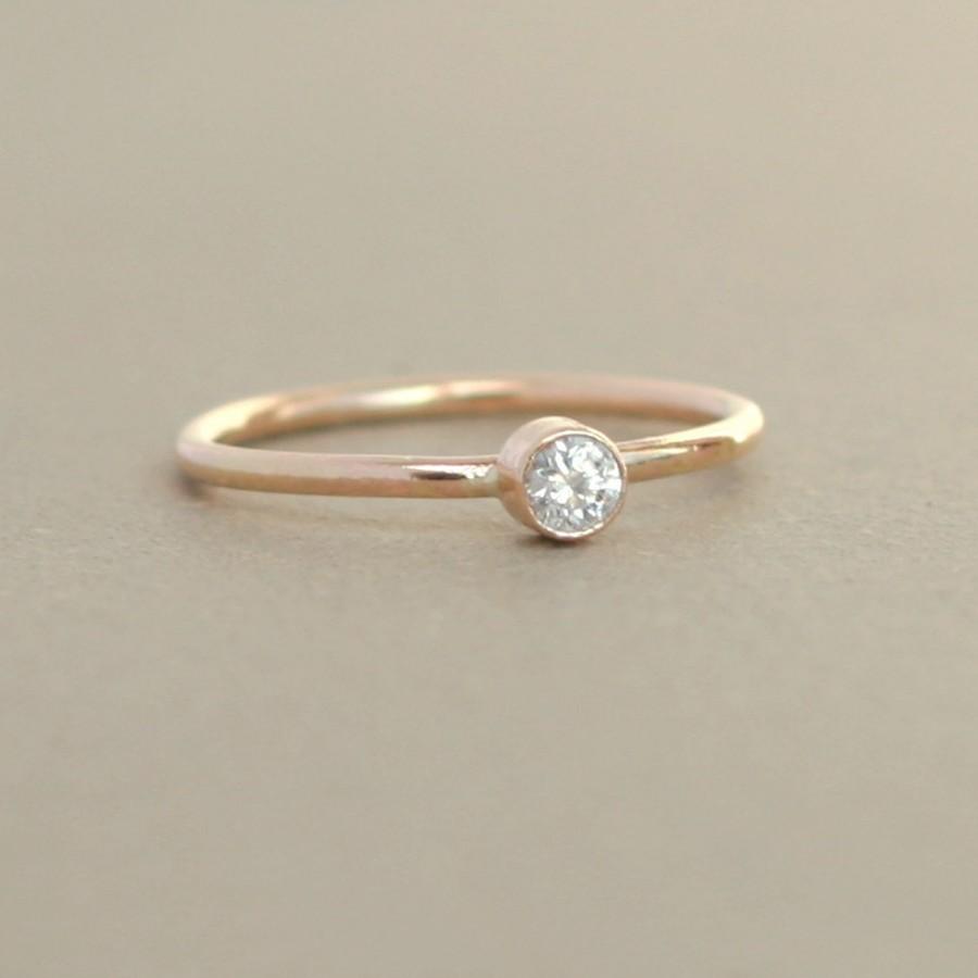 Hochzeit - gold ring. diamond. engagement ring. birthstone ring. ONE delicate stackable gemstone ring. solid gold. mothers ring. diamond solitaire.