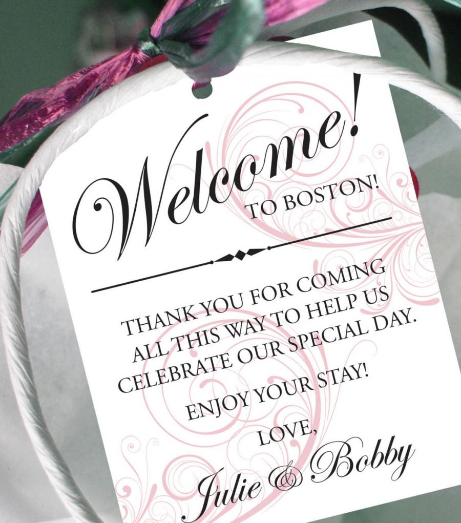 Hochzeit - Set of 10 - Swirl Gift Tags for Wedding Hotel Welcome Bag - Destination Wedding Tags