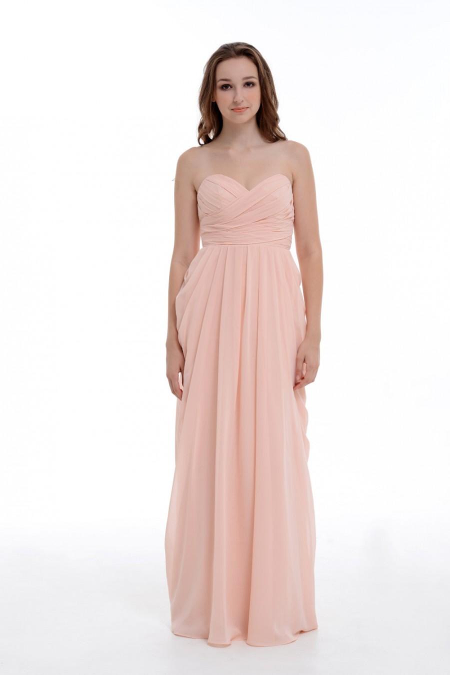 Hochzeit - Prom Dress 2015, Sweetheart Pearl Pink A-Line/Princess Floor-Length Chiffon Bridesmaid Dress With Ruffle