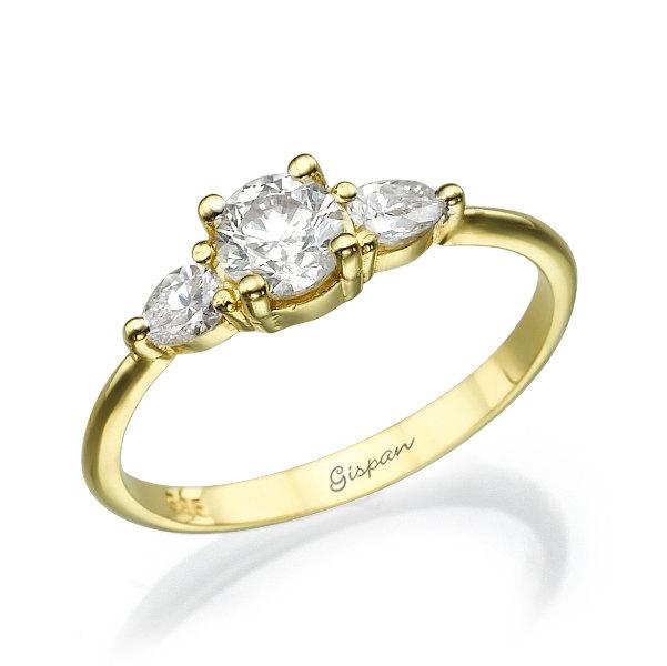 زفاف - Engagement Ring, Drop Ring, Engagement Band, Diamond Ring, Yellow Gold Ring, Prong Ring, Unique Engagement Ring, Art Deco Ring, Band Ring