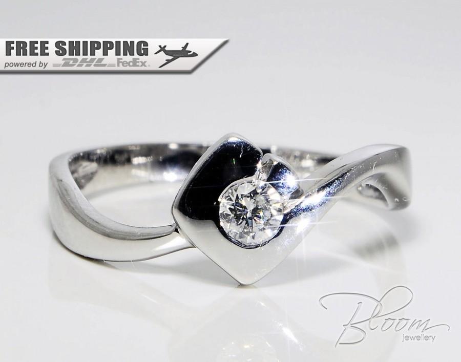 Hochzeit - Unusual Engagement Ring 18k Solid Gold Ring Real Diamond Engagement Ring White Gold Engagement Ring Gold Diamond Ring Bloom Jewellery