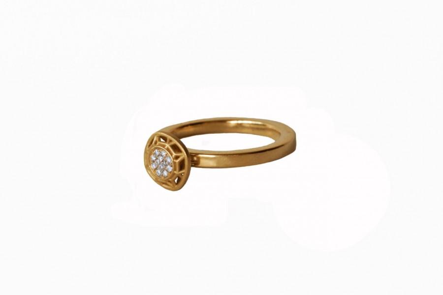 Wedding - Diamond Ring - 18K Gold Ring - White Diamonds Ring - Geometic Elegnat Ring - Women Jewelry - Bridal Band Ring - Wedding & Engagement Ring