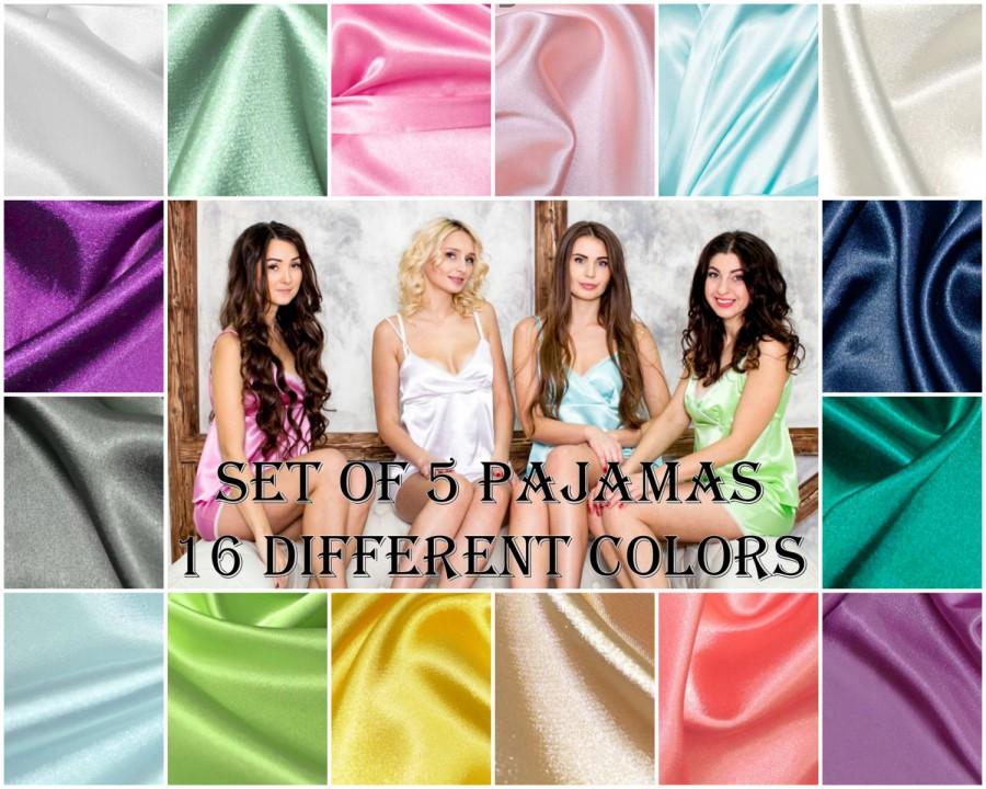 Hochzeit - Set of 5, bridesmaid pajamas, pajama set, bridesmaid gift, lingerie bag included, sexy lingerie, gifts for bridesmaids, personalized pajamas