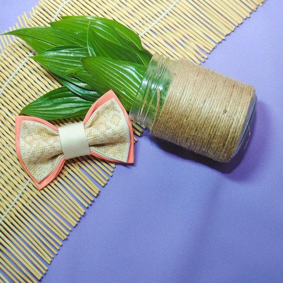 Wedding - peach bow tie beige wedding bowtie groom groomsmen gift bridal gifts baby boys party prop todler gifts tie for girl corbata para chica fille