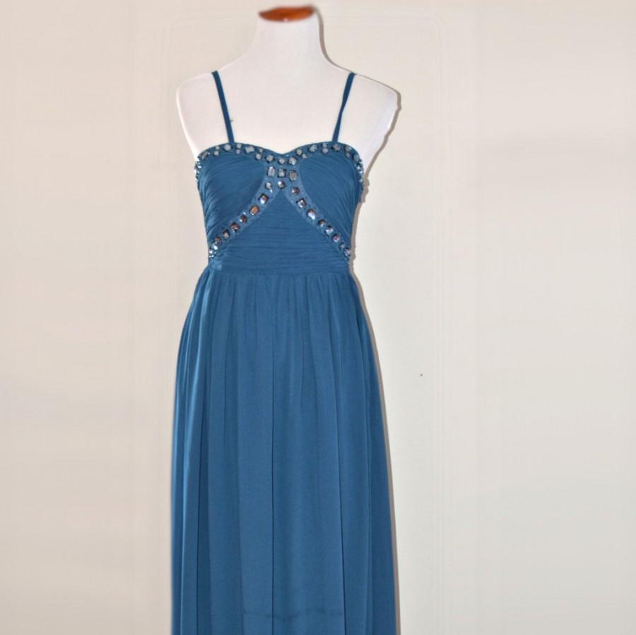 Hochzeit - Blue Bridesmaid dress, Blue bridal dress, Wedding party dress, prom dress, evening gowns, cocktail dress, blue sequins dress, chiffon dress