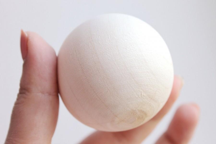 زفاف - 50 mm big wooden bead (wooden ball) WITHOUT hole - natural eco friendly