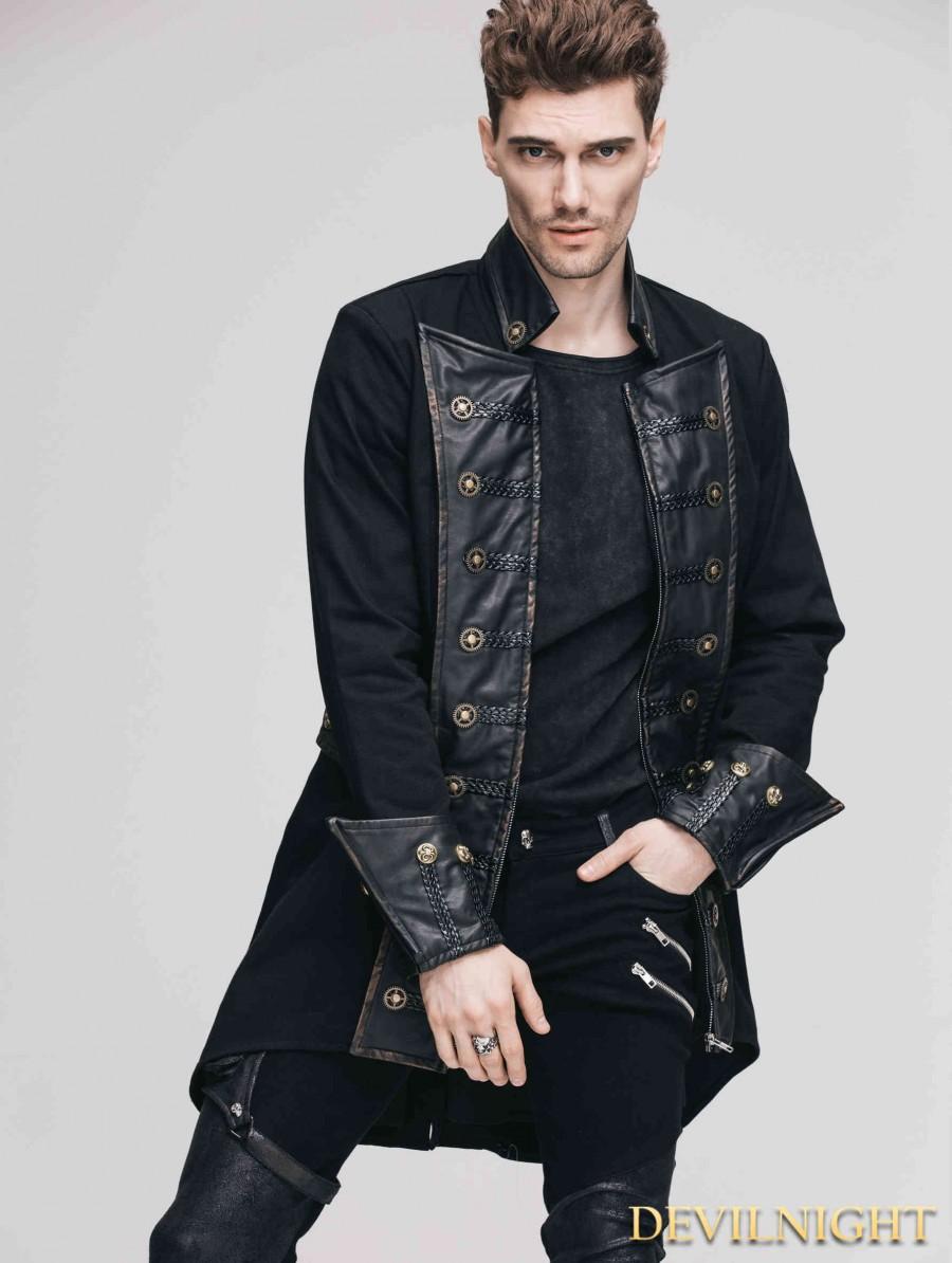 Mariage - Vintage Black Double-Breasted Gothic Coat for Men