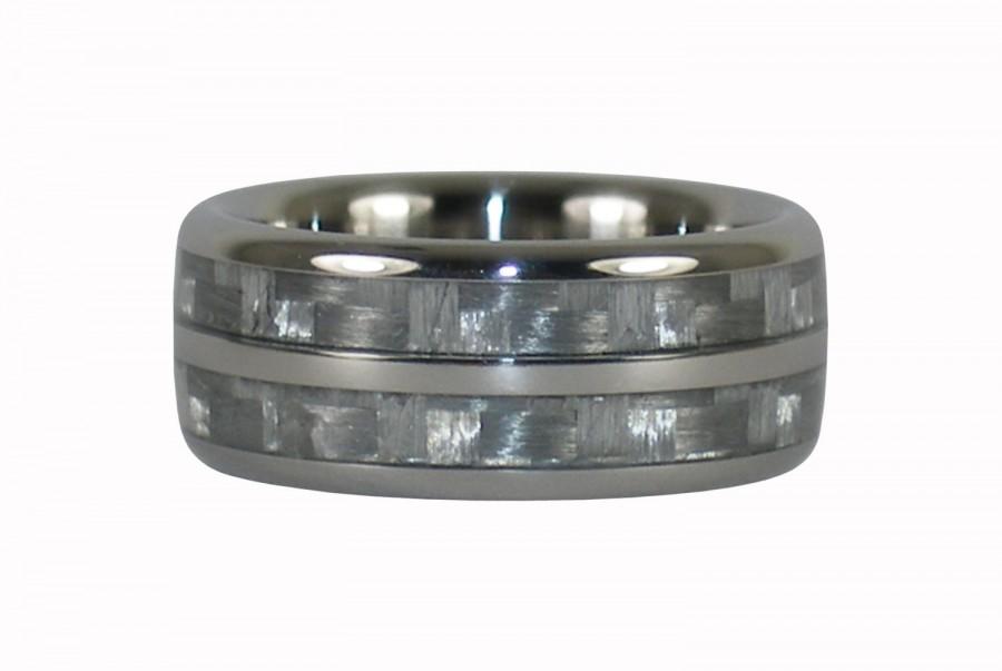 Hochzeit - White Carbon Fiber Wedding Ring Band