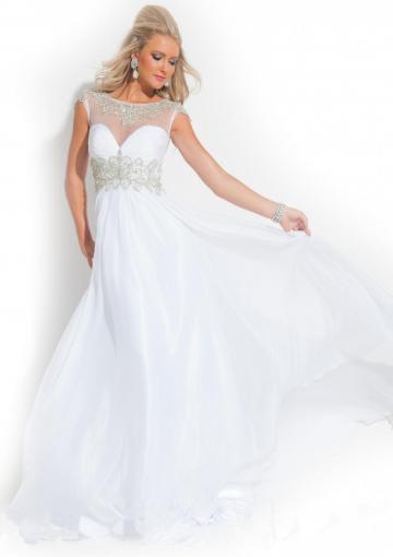 Свадьба - White Yellow Straps Crystals Sleeveless Tulle Chiffon Ruched Floor Length