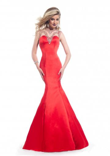 Mariage - Crystals Open Back Satin Sleeveless Straps Red Purple Floor Length Mermaid