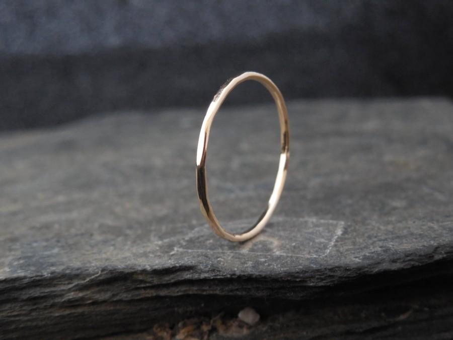 Hochzeit - 14k Gold filled ring, thin ring, hammered, 1mm ring, made at your size. Skinny ring, thin ring, stacking ring.