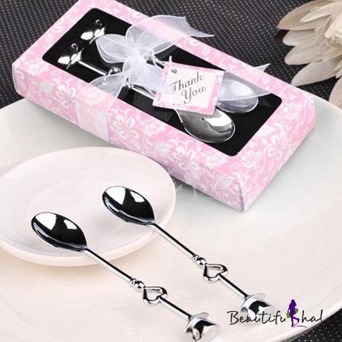 زفاف - Beter Gifts® Heart Design Stainless Steel Coffee Spoon Set