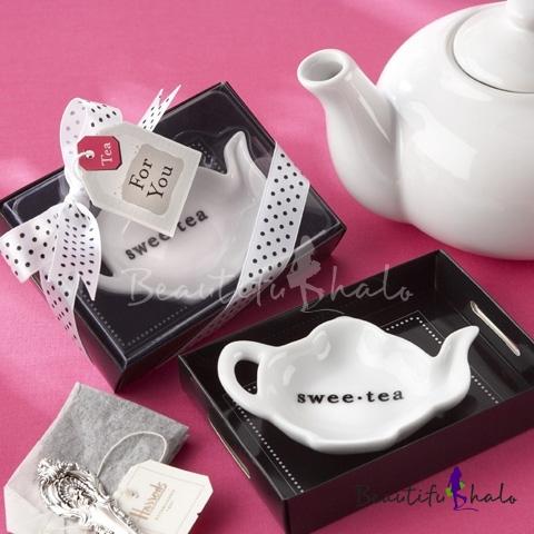 زفاف - Beter Gifts® Classic "Swee Tea" Ceramic Tea Bag Candy Favor