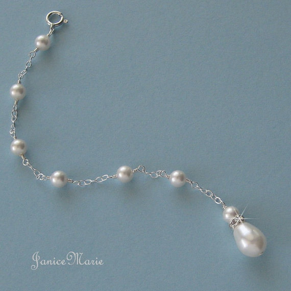 زفاف - Backdrop - Pearl Back Drop to Add to Your Necklace - Bridal Necklace Backdrop - White or Ivory Pearl and Sterling Silver - Wedding Jewelry