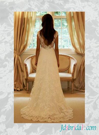 Свадьба - H1542 Beautiful illusion lace low back a line wedding dress