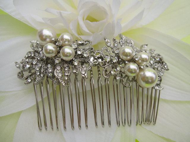 Wedding - Wedding hair comb pearl,Bridal hair accessories,Wedding comb Vintage inspired Bridal hair comb,Pearl hair comb Bridal hair piece,Wedding