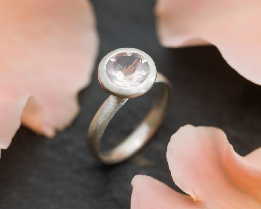 زفاف - Rose Quartz Ring - Pink Gemstone Engagement Ring -  Pale Rose Quartz Set in Sterling Silver - Made to Order - Free Shipping