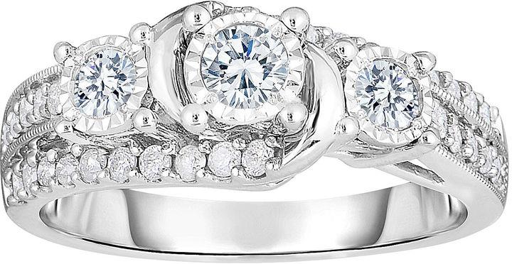 Mariage - MODERN BRIDE TruMiracle 3/4 CT. T.W. Diamond 10K White Gold 3-Stone Bridal Ring