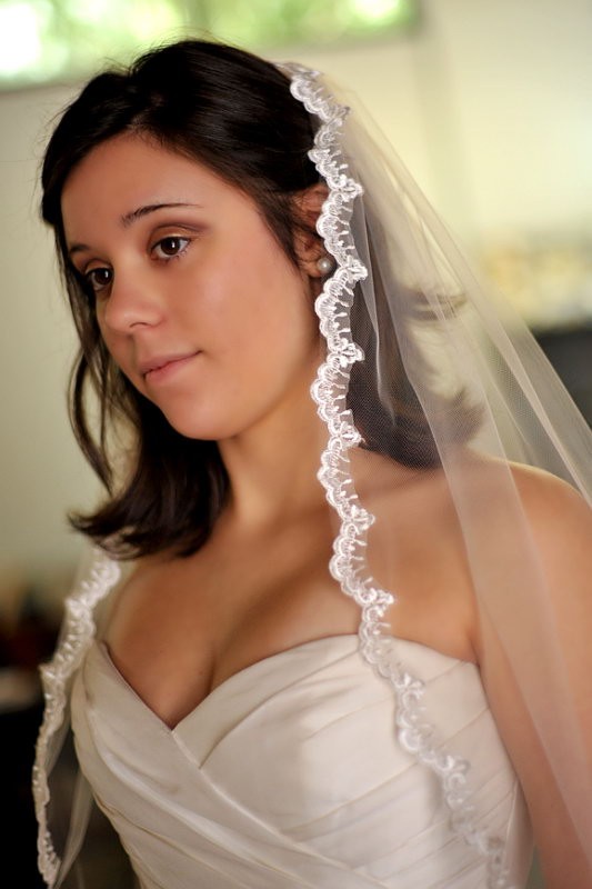 Wedding - Fingertip Lace Wedding Veil - 36" - Molly