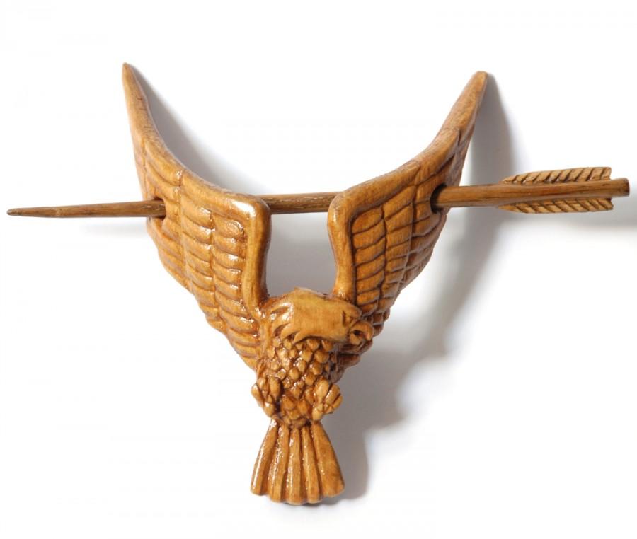 Wedding - Eagle Hair stick wooden hair pin Girlfriend Sister Wife Moms Birthday gift Present for her Boho Tribal Barrette Hair fascinator accessories