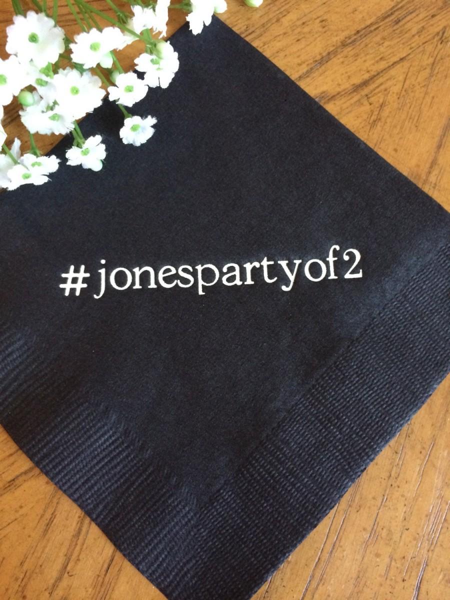 Hochzeit - Personalized Napkins Personalized Napkins Wedding Napkins Hashtag Hash Tag Printed Paper Beverage Luncheon Dinner Guest Towels Avail!