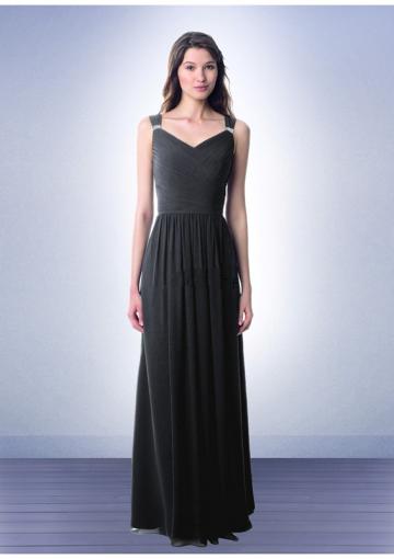 Mariage - Straps Ruched Sleeveless Floor Length Chiffon