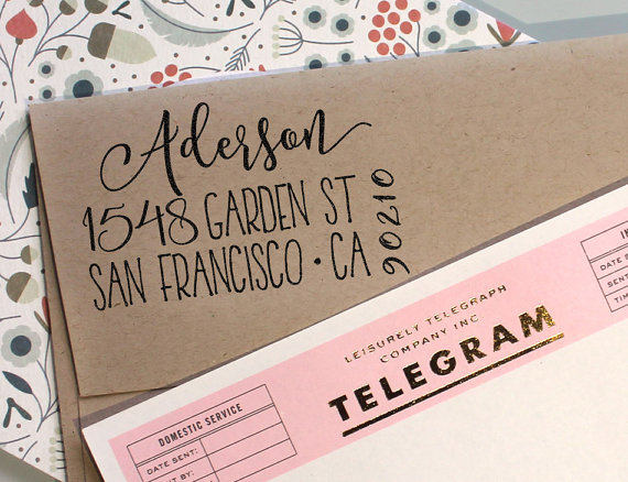 زفاف - Custom address stamp, Cute Return Address Stamp with a fancy font for weddings, housewarming parties and as a customized gift for holidays