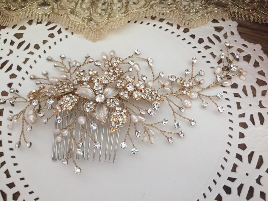 زفاف - Bridal Hair comb with Fresh water pearls wedding hair comb,wedding Hair accesories,pearl Bridal Comb,Crystal wedding comb,bridal Head pieces
